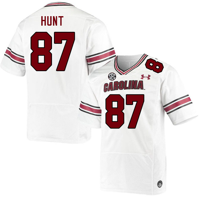 Men #87 Brady Hunt South Carolina Gamecocks College Football Jerseys Stitched-White